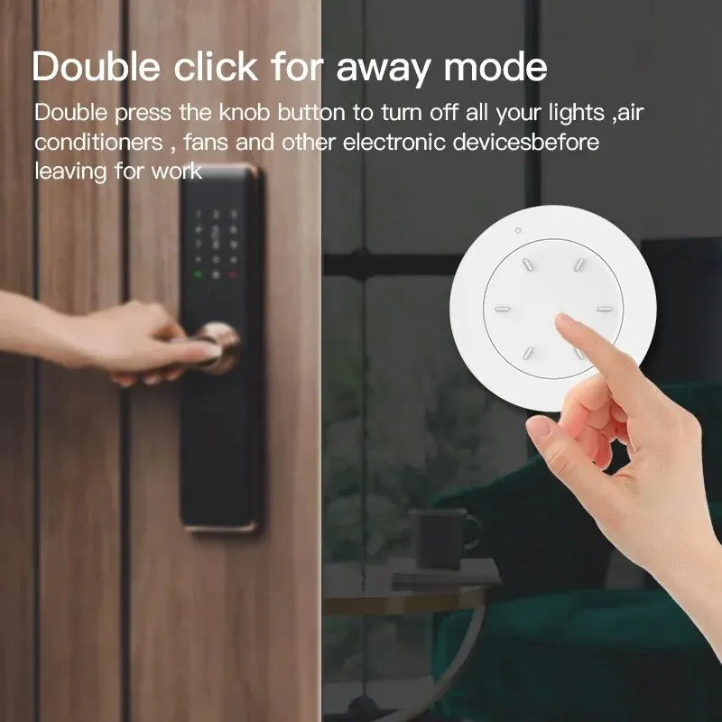 ZigBee Smart Knob Switch Wireless Rotatable Scene Button Dimmer for Tuya Smart Home