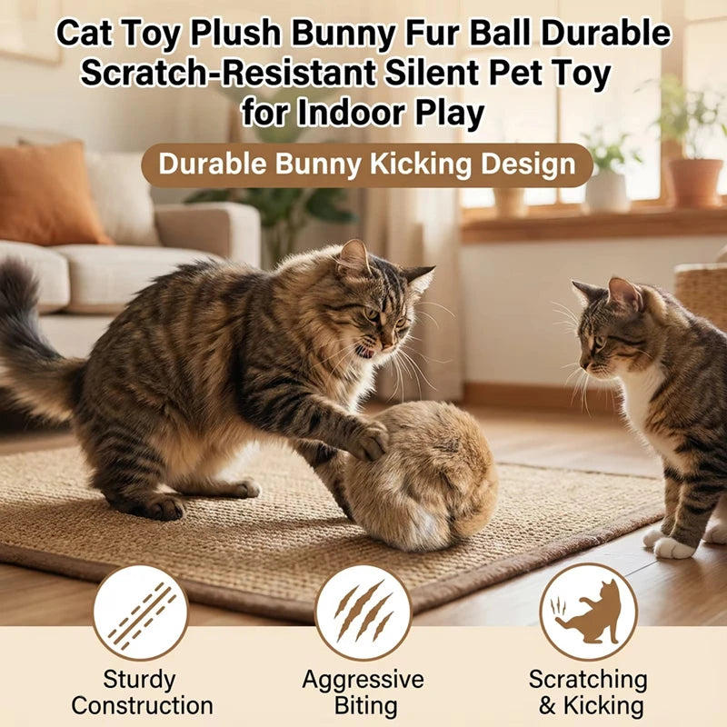 Rabbit Fur Catnip Ball - Interactive Plush Cat Toy (8 cm / 3.1 in) - 1/2/3/6 Pack
