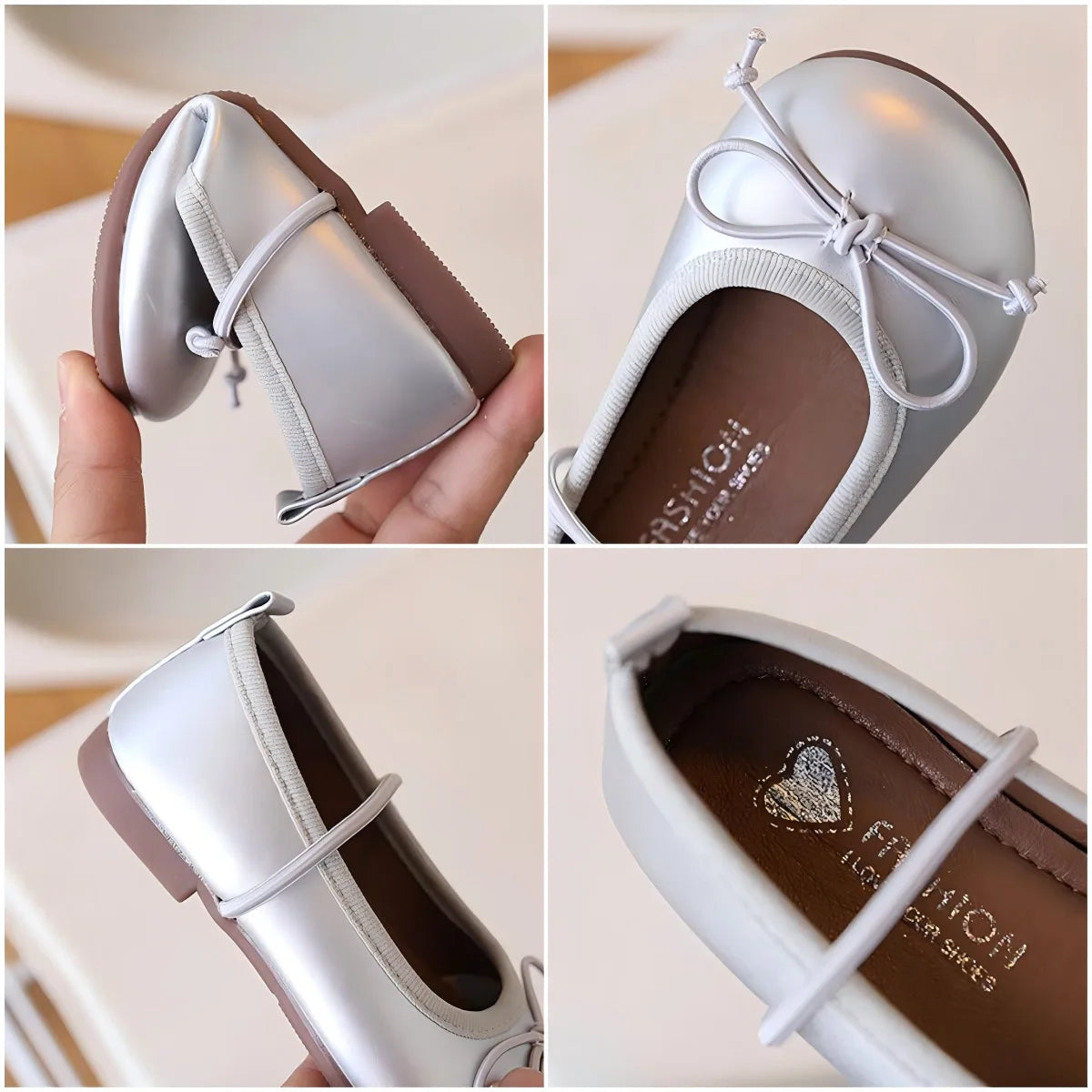 Girls PU Leather Oxfords Soft Toddler and Kids School Flats in Gold and Silver