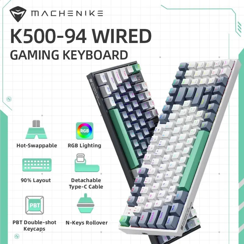 94-Key 90% Mechanical Gaming Keyboard – Hot-Swappable RGB Wired USB-C with PBT Double-Shot Keycaps for PC & Laptop