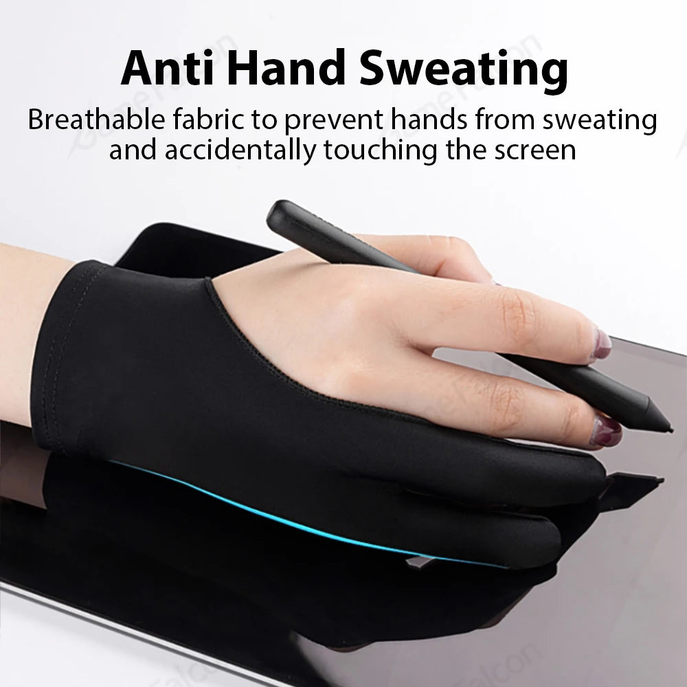 2-Finger Drawing Glove for Touchscreen Tablets & Phones – Anti-Sweat Anti-Fouling Stylus Glove for Digital Artists