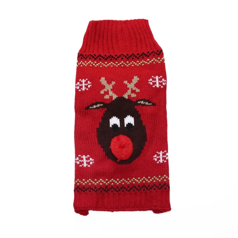 Christmas Knitted Dog Sweater – Winter Striped Cartoon Pet Coat, Sizes XXS–XXL (8.66–24.02 in / 22–61 cm Back)