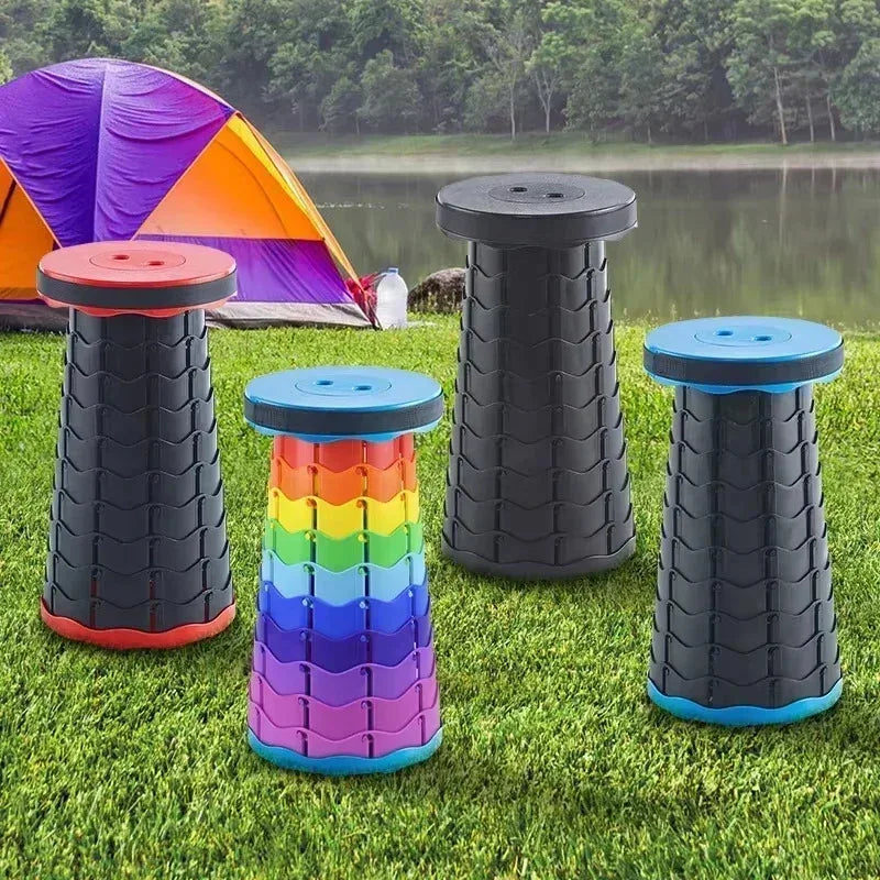 Telescopic Folding Camping Stool — Lightweight Portable Adjustable Foldable Seat for Fishing, Beach & Outdoor
