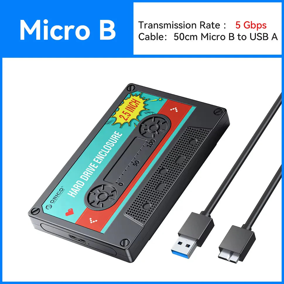 USB-C SATA III 2.5-Inch (63.5 mm) SSD/HDD Enclosure 6Gbps Shockproof External Hard Drive Case for PC Laptop