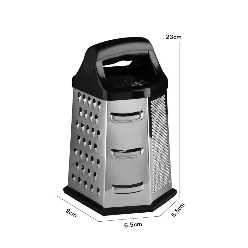 6-Side Stainless Steel Box Grater – Multifunctional Cheese and Vegetable Slicer Shredder with Non-Slip Base