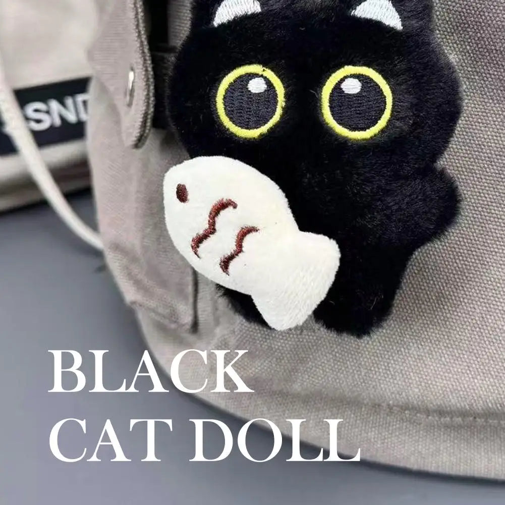 Plush Black Cat Keychain 10cm (3.9 in) Kawaii Bag Charm Cute Stuffed Cat Keyring Gift