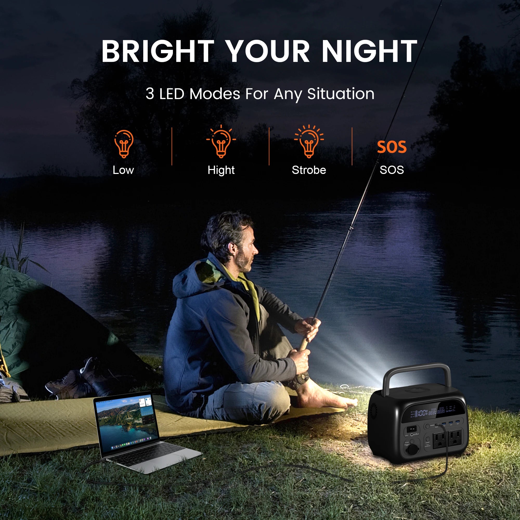 345Wh 500W Portable Power Station - 108000mAh LiFePO4 Power Bank for Camping, Home, RV Backup & UPS