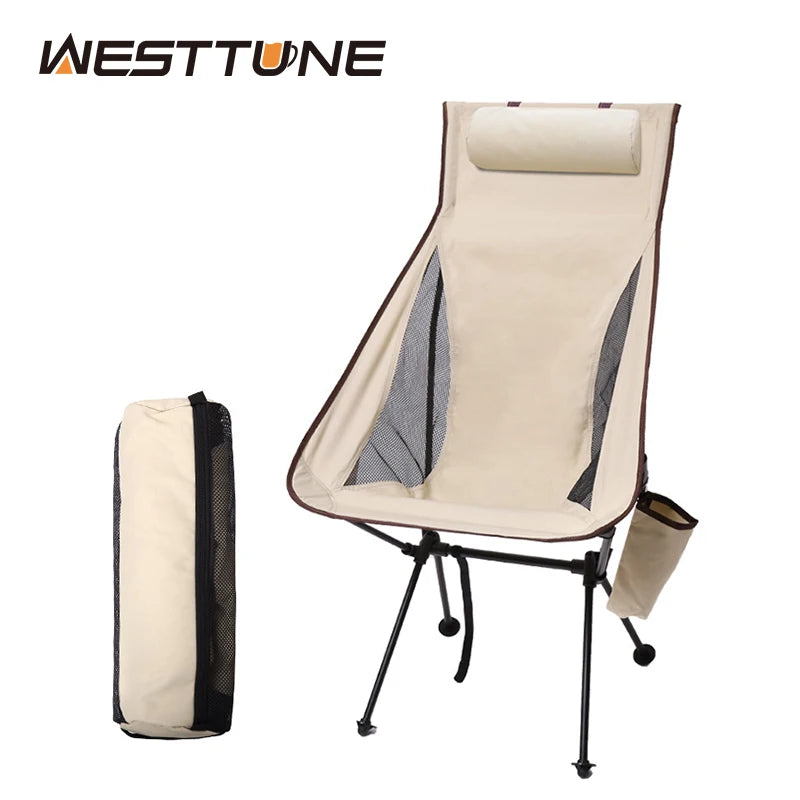 Portable Folding Camping Chair with Headrest – Lightweight Aluminum Alloy Travel & Fishing Chair