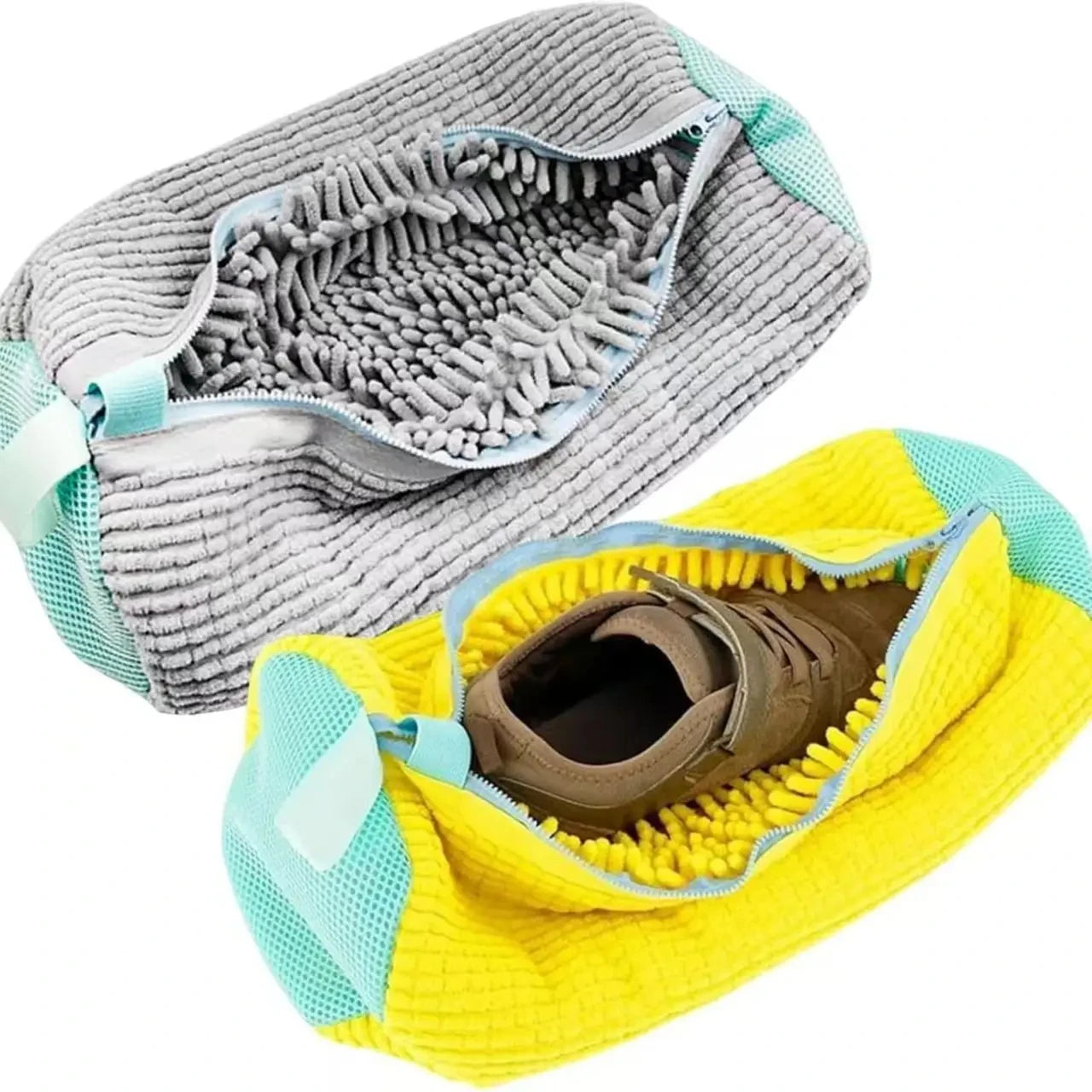 1-Pack Padded Shoe Wash Bag Mesh Laundry Protector with Plush Lining & Zipper for Sneakers
