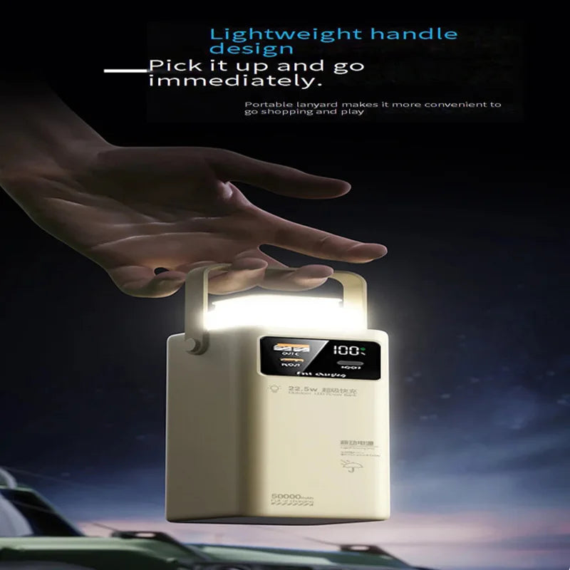80000mAh Portable Power Bank 120W Max - Built-In Cables & Foldable Flashlight, Large Capacity Emergency Charger for iPhone Samsung