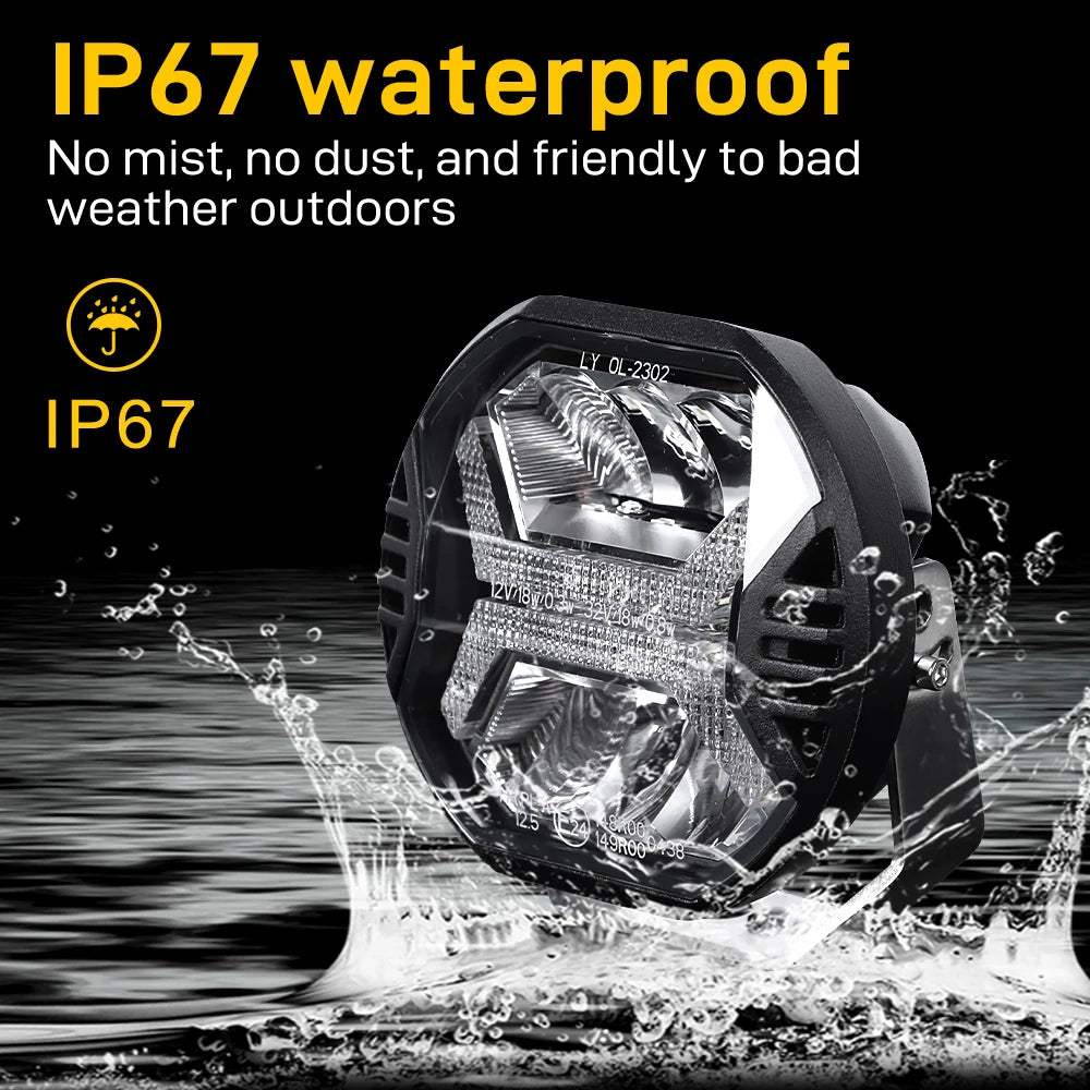 4-Inch (4 in / 102 mm) LED Work Light Amber DRL 9-32V Spot Beam - Off-Road Spotlight for Jeep Truck SUV ATV Boat Tractor