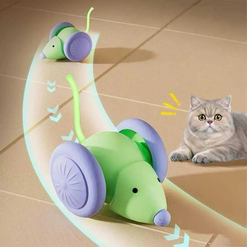 Interactive Battery-Powered Electric Mouse Car Cat Toy