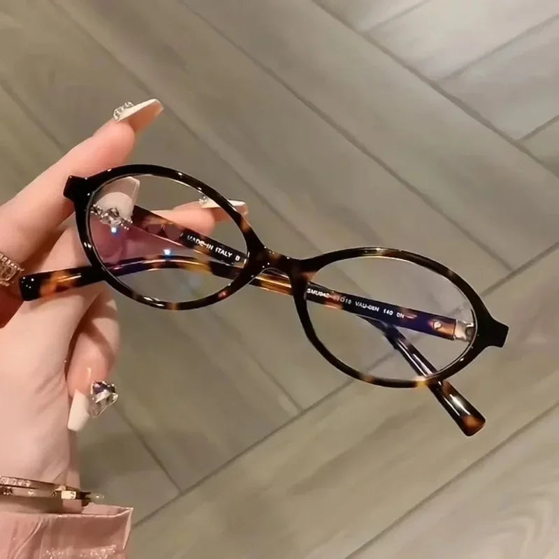 Vintage Oval Sunglasses for Women Small Retro Leopard Frame Anti-Blue Light UV400