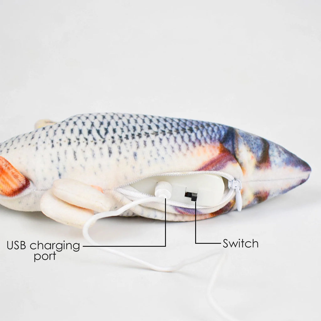 USB Rechargeable Floppy Fish Cat Toy - Interactive Electronic Plush Fish for Cats & Dogs