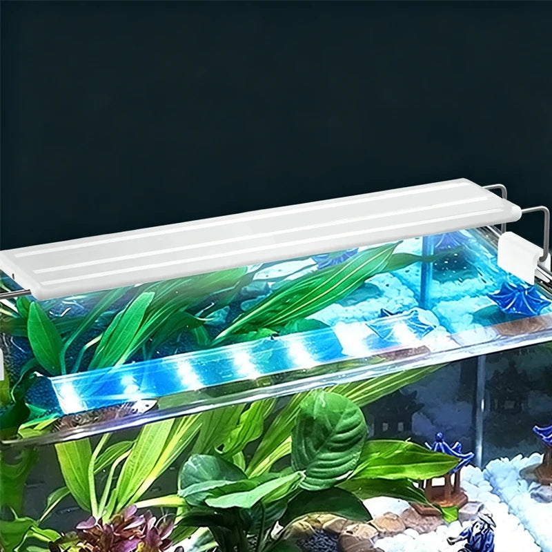 Adjustable 3-Color Full Spectrum LED Aquarium Light – Clip-On Telescopic Lamp for 18–75 cm (7–30 in) Fish Tanks