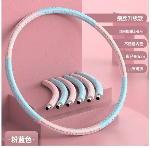 Weighted Detachable Hula Hoop for Women — 6-Section 90 cm (35.4 in) Fitness Hoop for Waist, Core & Home Workout