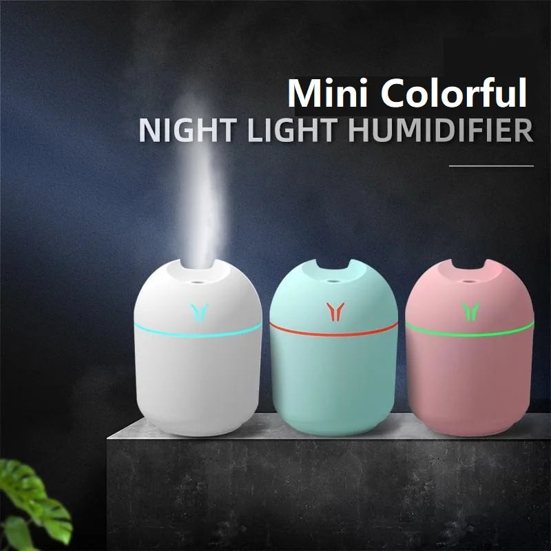 250ml (8.45 fl oz) USB Mini Humidifier & Essential Oil Diffuser for Home and Car — Ultrasonic Quiet Aroma Diffuser with LED Color Light