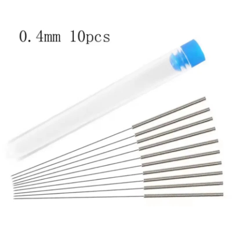 3D Printer Nozzle Cleaning Kit Stainless Steel Needles 0.2/0.3/0.4/0.5/0.6/0.8/1.0mm 10-Pack