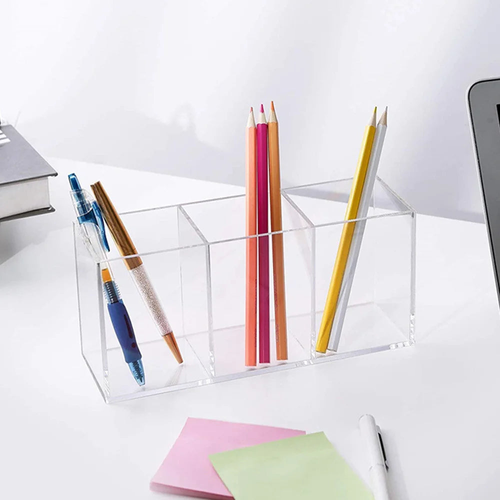 Clear Acrylic Makeup Brush Organizer – Transparent Cosmetic Holder for Lipstick, Brushes & Makeup Tools