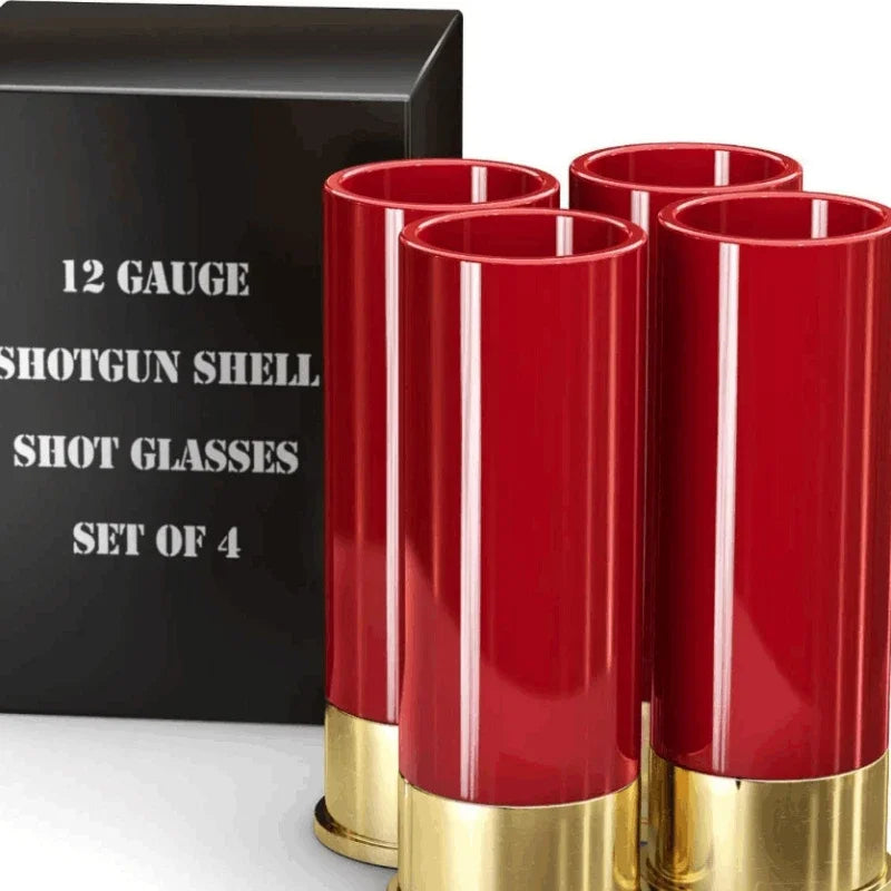 4-Pack Bullet Shot Glasses 36ml (1.2 fl oz) Plastic Shotgun-Shaped Party Drinkware
