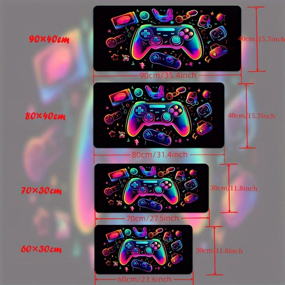 XXL Glowing Game Controller Mouse Pad, HD Printed Gaming Desk Mat for Keyboard & PC