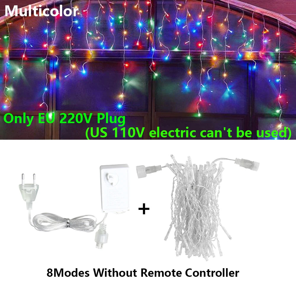 40 m (131 ft) LED Curtain Icicle String Fairy Lights with Remote – Waterproof Outdoor & Indoor Christmas Wedding Party Decor