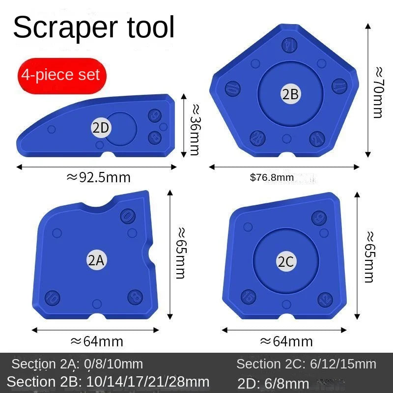 4-Piece Silicone Caulking Tool Set for Sealant Spreading, Smoothing & Easy Cleanup