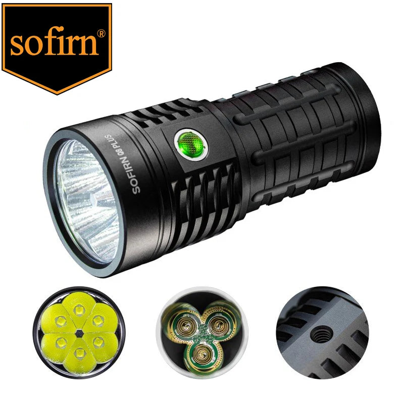 Super Powerful 16,000 Lumen LED Flashlight USB-C Rechargeable 3×21700 Batteries Reverse Charging IP68 Outdoor Tactical