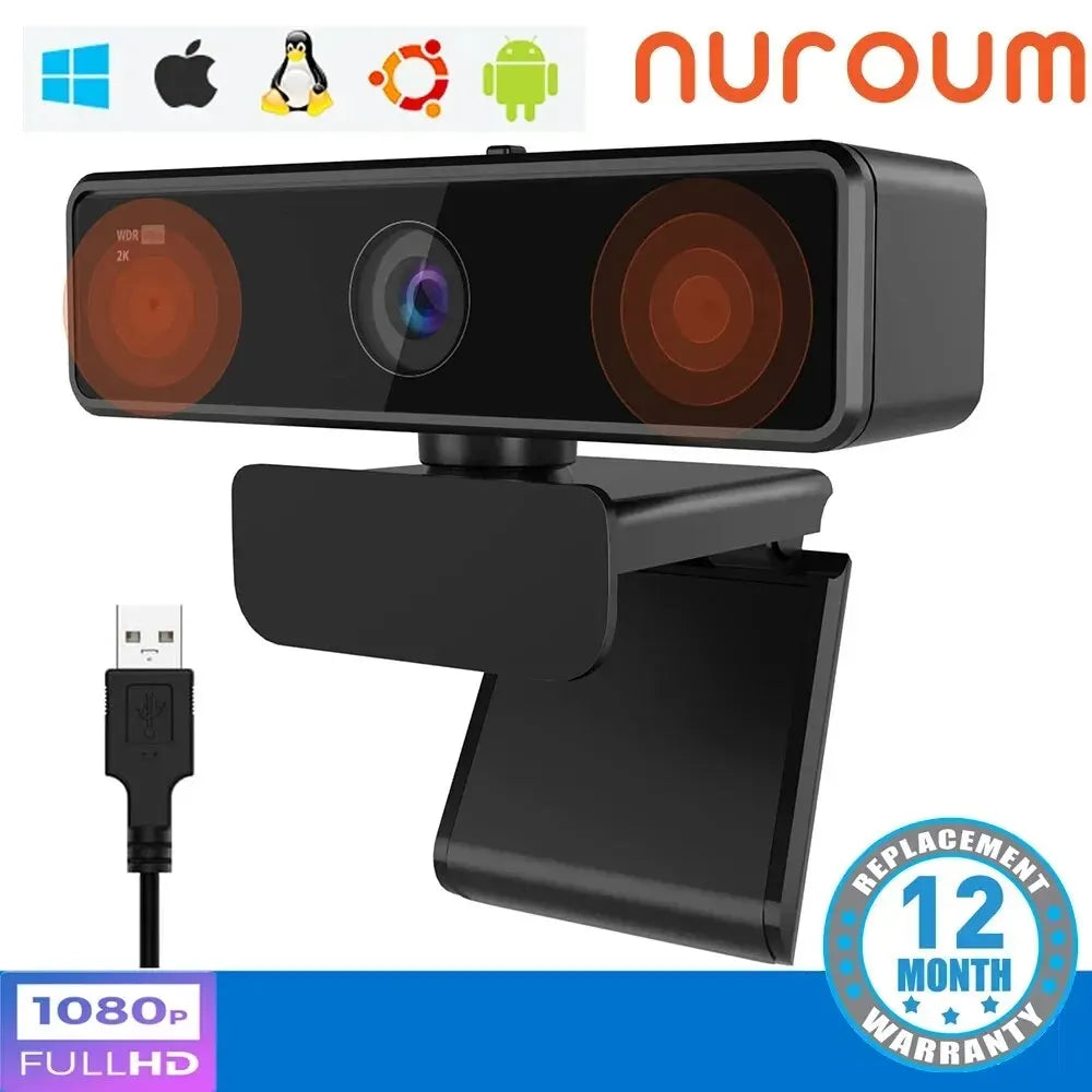USB 1080p HD Webcam with CMOS Sensor, 4MP Photo Support — Plug-and-Play Camera for Streaming & Video Calls