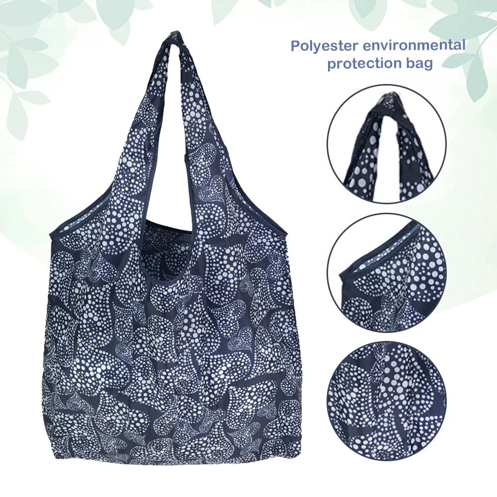Large Foldable Reusable Shopping Tote Bag, Eco Grocery & Beach Shoulder Bag, Packable Polyester
