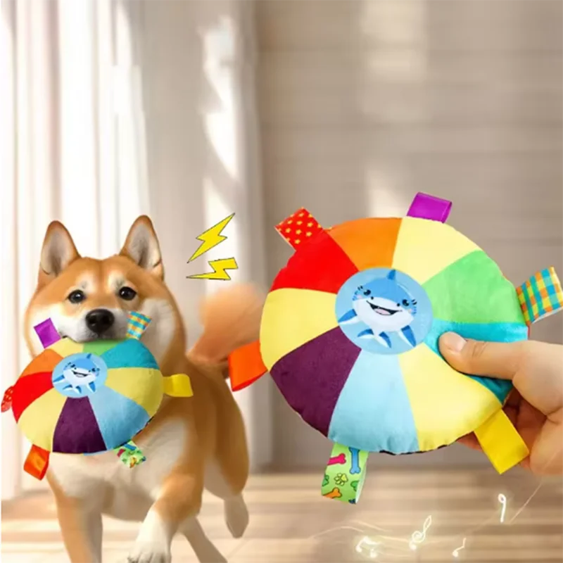 Plush Squeaky Dog Toy for Small Dogs & Puppies - Bite-Resistant Fleece Bell Toy, Durable Interactive Puppy Chew Toy