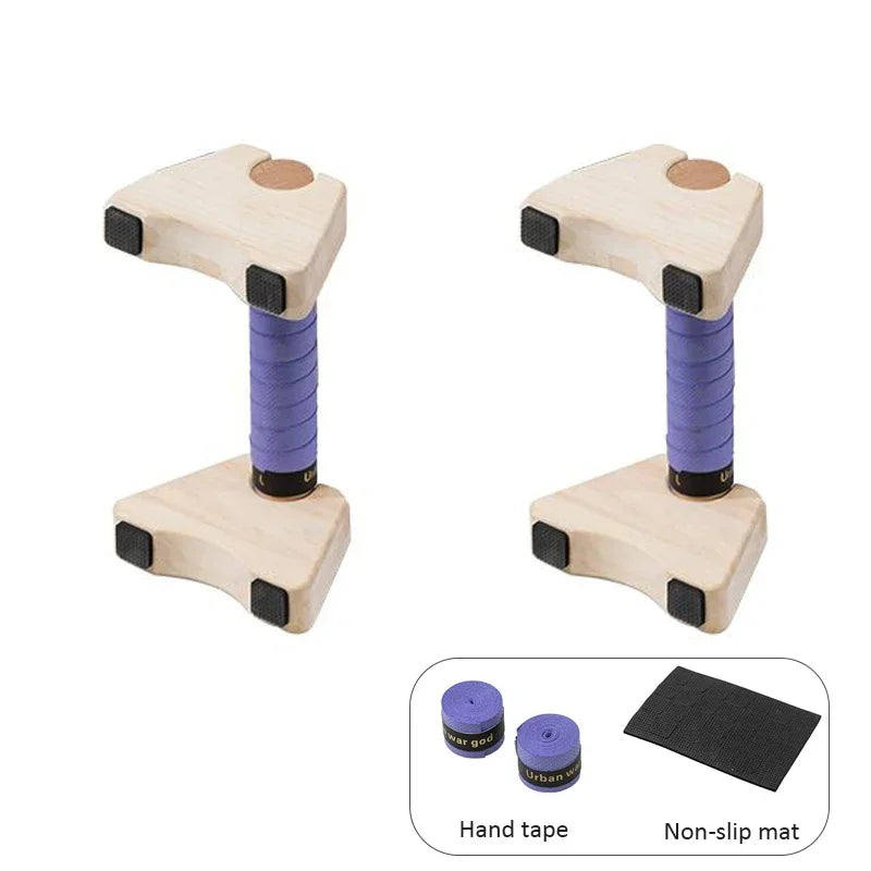 2-Pack Wooden Push-Up Stands — Non-Slip Beech Parallettes for Calisthenics & Home Fitness