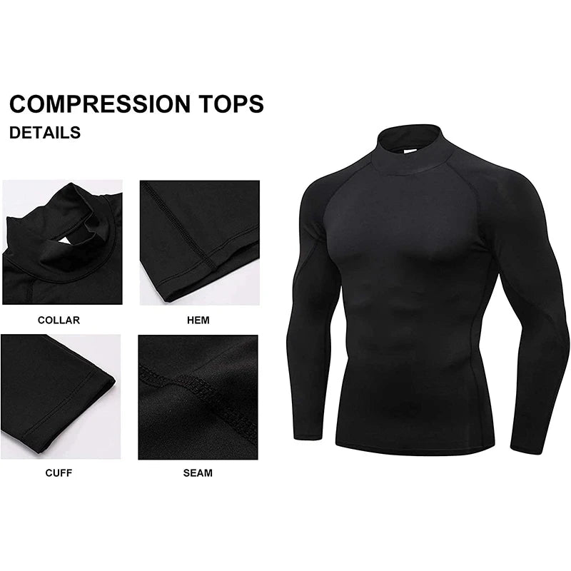 Men's Compression Long Sleeve Quick-Dry Gym Shirt for Running and Fitness Rashguard