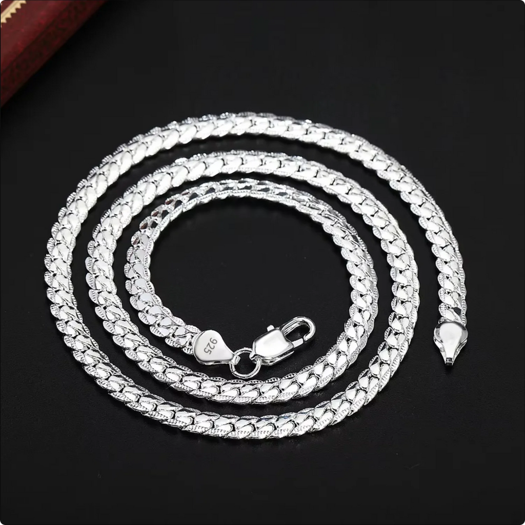 6mm Sideways Necklace — 925 Sterling Silver, Gold or Silver Color, 8/18/20/24 in (20.3/45.7/50.8/61.0 cm) Chain, Wedding & Engagement Jewelry
