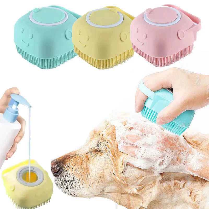 Silicone Pet Bath Massage Brush Glove for Dogs & Cats - Soft Grooming & Bathing Tool