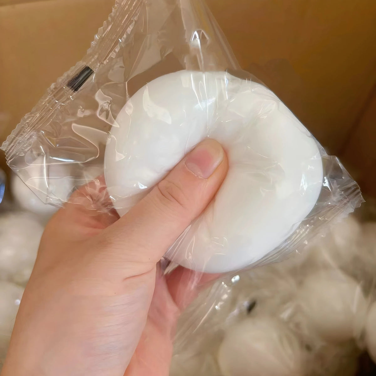 White Yogurt Cake Slow-Rising Squishy Stress Relief Toy Soft PU Squeeze Fidget for Kids & Adults