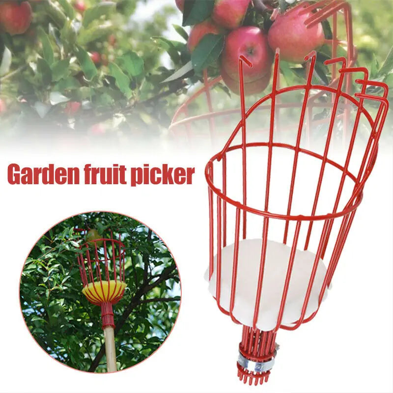 Fruit Picker Basket with Foam Cushion – Pole Attachment Harvesting Tool for Apples & Peaches