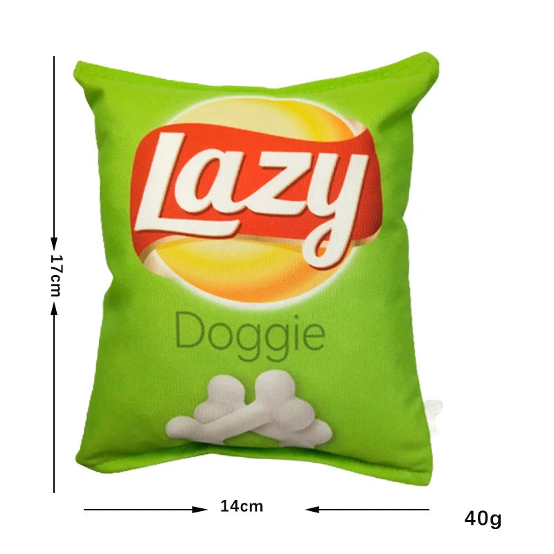 Plush Crisps Squeaky Dog Toy – Bite-Resistant Chew & Dental-Cleaning Toy for Puppies and Small to Medium Dogs