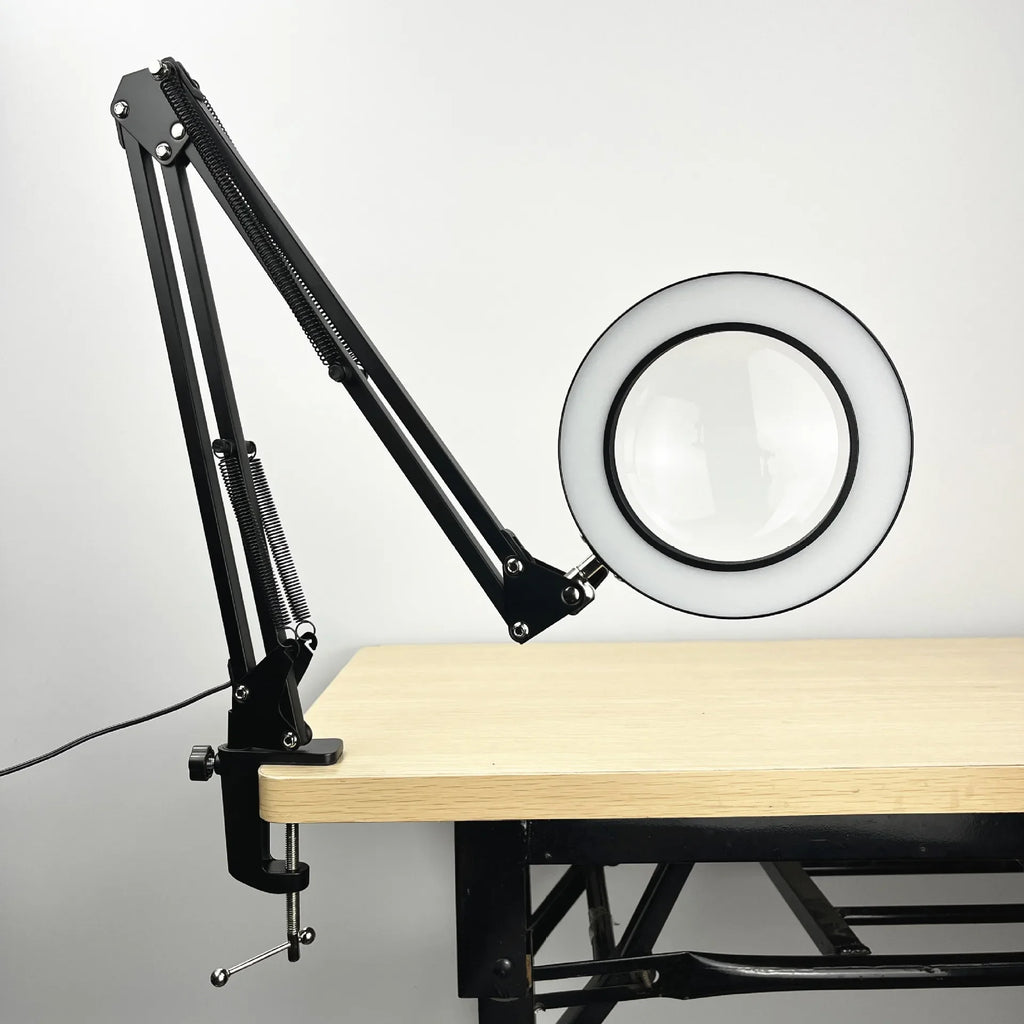 10x Clip-On LED Magnifying Lamp — Adjustable Focus Desk Magnifier for Soldering, Electronics, Watch & Phone Repair, Crafting