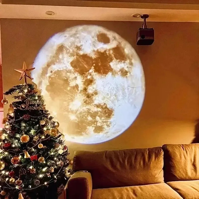 USB Moon & Earth Galaxy Projector Night Light – Starry Sky Ceiling Lamp for Bedroom