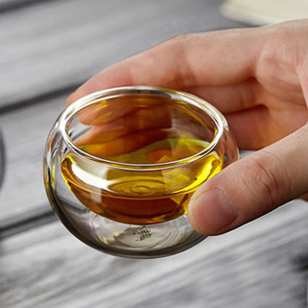50 ml (1.7 fl oz) Double Wall Glass Tea & Coffee Cups - 6-Piece Heat-Resistant Handle Borosilicate Mug Set