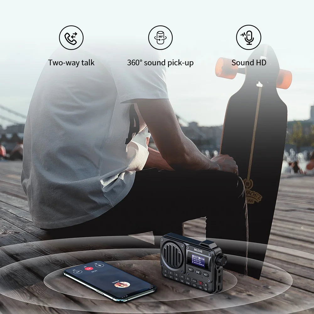 Portable Bluetooth Speaker with FM Radio, LCD Display, AUX, USB & MicroSD Playback — 8W, 20‑Hour Battery