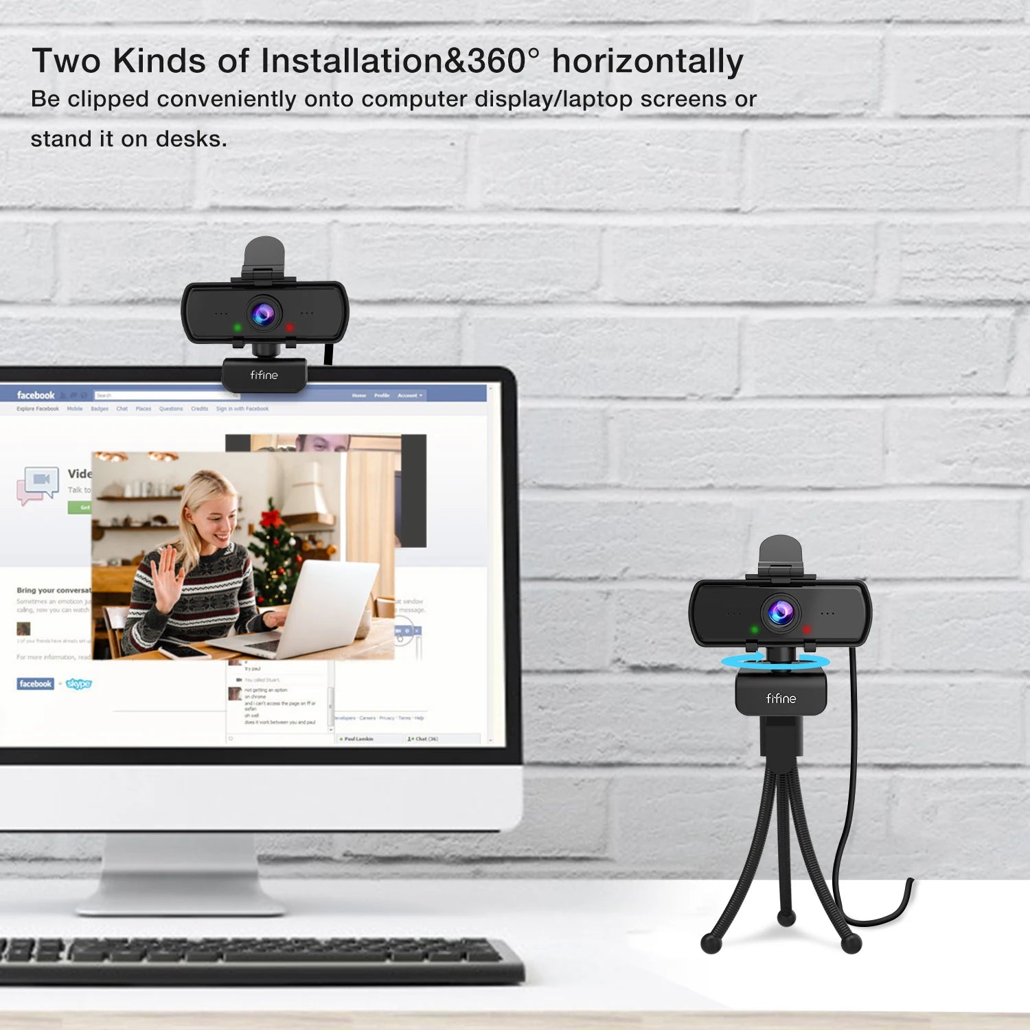 1440p HD USB Webcam with Microphone & Tripod Mount - 108° Wide-Angle, Plug-and-Play for Desktop & Laptop, Live Streaming & Video Calling