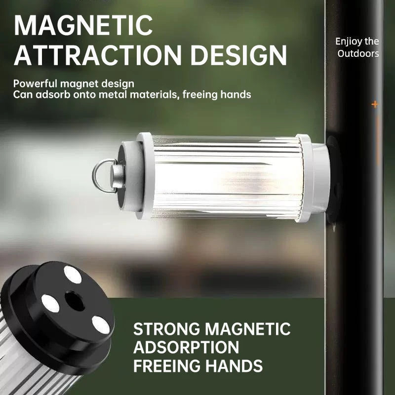 Mini Rechargeable LED Camping Lantern – 3-Mode Portable Outdoor Tent Light with Magnetic Base & USB-C