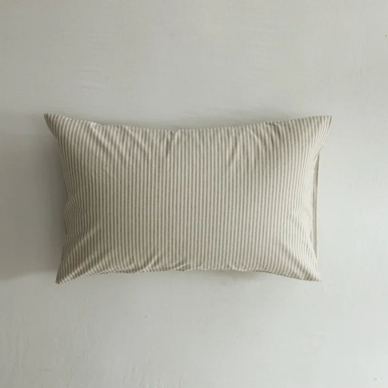 Washed Cotton Striped Pillowcase - 100% Cotton Envelope Pillow Cover, Breathable, 48 x 74 cm (19 x 29 in) - Single