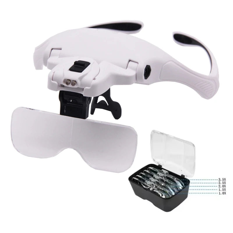 LED Headband Magnifier with 5 Interchangeable Lenses – Jeweler & Watch Repair Loupe