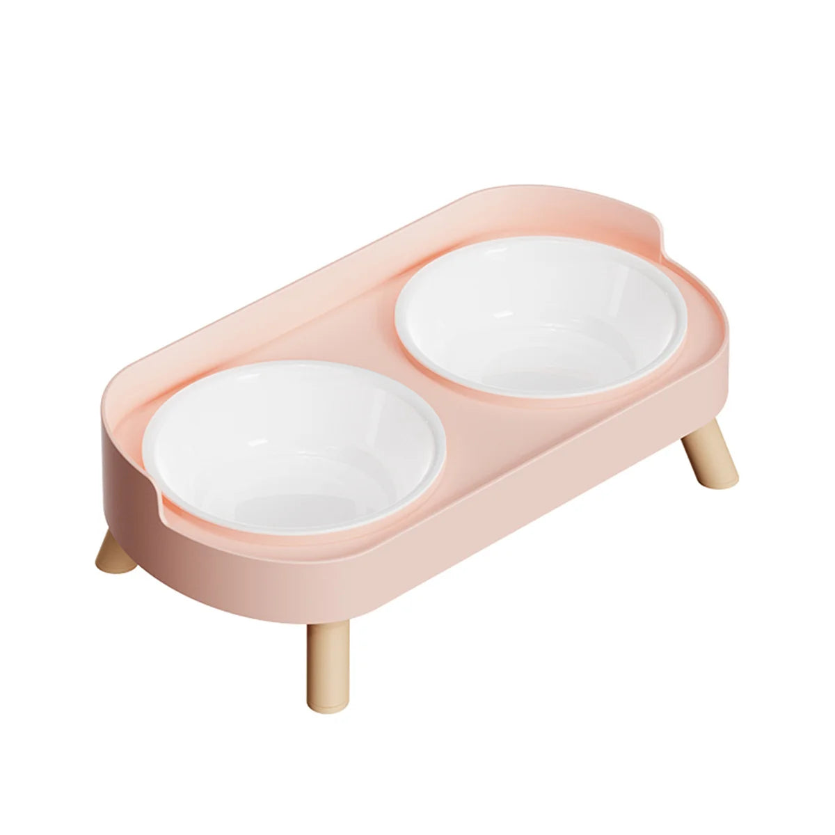 Adjustable Elevated Ceramic Double Pet Bowl for Cats and Small Dogs with Water Dispenser