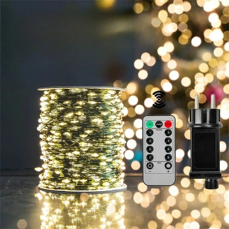 1000-LED Warm White Fairy String Lights with Remote — Waterproof Outdoor Christmas, Wedding & Party Decor