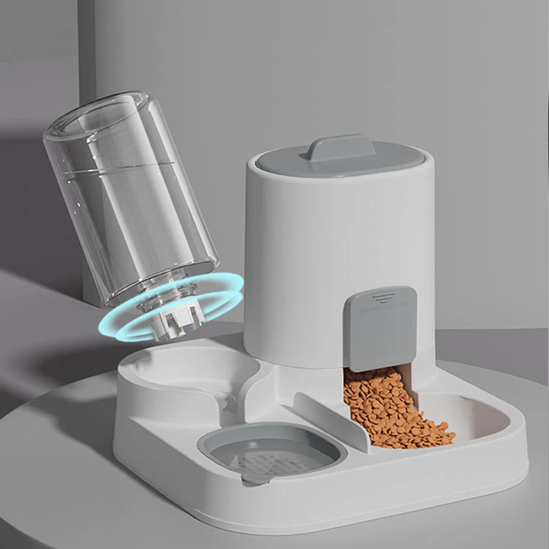 2-in-1 Pet Food & Water Bowl - Large Capacity Smooth Plastic Feeder for Cats & Small Dogs