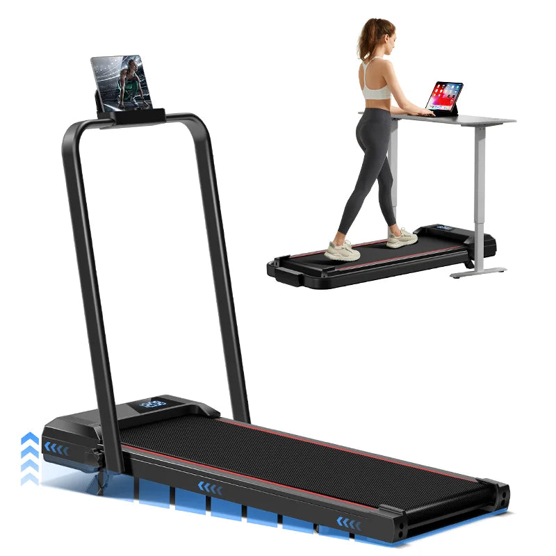Foldable Under-Desk Walking Pad Treadmill with Adjustable Incline and LED Display, Diamond Belt, Quiet Motor, Lightweight for Home & Office